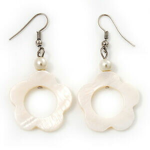 【送料無料】ジュエリー・アクセサリー フィオーレビアンコオープンシェルペンダントイヤリングシルバーメタルドロップfiore bianco open orecchini pendenti shell finitura in metallo argento 55cm drop