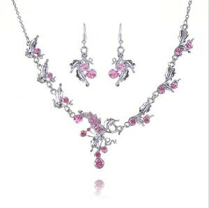 yzWG[EANZT[ ZbgRA[{^COXgX`F[COgesNsNset collier orecchini a bottone strass catena orecchini foglie trachten rosa pink 12r