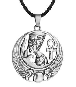 yzWG[EANZT[ GWvgltFeBeBNXANy_glbNXVo[X`[collana ciondolo egitto nefertiti croce ankh , acciaio argentato