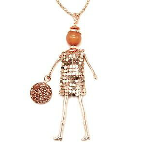 yzWG[EANZT[ \eB[RA[yfeBtv[y[ufBXRC^[Ysp846d sautoir collier pendentif poupee robe disco maille metal or rose et