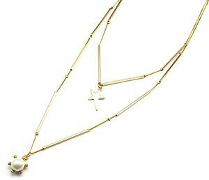 yzWG[EANZT[ \eB[RA[_uVF[lX`[u^AxbNGg[GyN[cl912e sautoir collier double chaines tubes metal avec etoile et perle cour