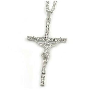 yzWG[EANZT[ Vo[g[eNX`[NX^NXy_gdichiarazione cristallo croce pendente a con trama grossa a lunga catena in argento tono 70cm l