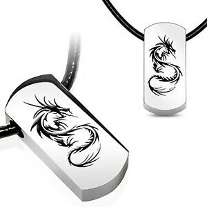 yzWG[EANZT[ ^OXeXy_glbNXU[`F[{[`F[dog tag ciondolo in acciaio inox collana in pelle catena catena a sfera