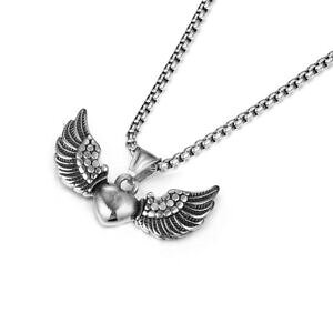 �y���������z�W���G���[�E�A�N�Z�T���[ �g���C�o���X�s���b�g�X�e�����X�y���_���g�`�F�[���t���C���O�n�[�gtribal spirit catena pendente in acciaio inox flying heart cuore con ali