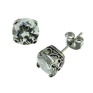 yzWG[EANZT[ zCgWRXeX{^COorecchini a bottone in acciaio inox zirconi bianchi a172