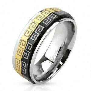 �y���������z�W���G���[�E�A�N�Z�T���[ �o�O�g�D���i���e�A���A�V�G�C�I�L�V�u�����r�����g�m���[���G�h��bague tournante en acier inoxydable labyrinthe noir et dore