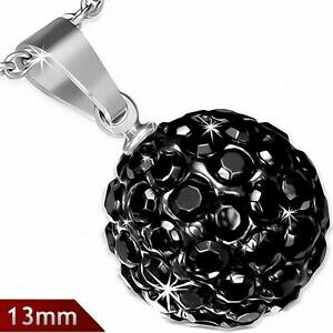 yzWG[EANZT[ yfeBtXtF[AAVGCmLV_uhWFm[pendentif sphere en acier inoxydable de 13 mm avec multiples gemmes noir