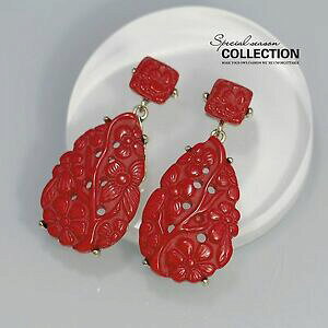 yzWG[EANZT[ WG[COS[hhbvt[y_ggbigiotteria orecchini perno doro rosso goccia fiore intaglio pendente retro yw5