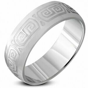 yzWG[EANZT[ OMVL[XeX_[NtBjbV8mm anelloin acciaio inossidabile finitura scura con chiave greco