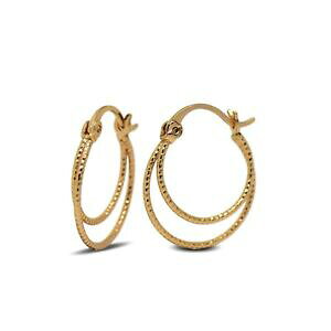 【送料無料】ジュエリー・アクセサリー ゴールドフィルドウーマンシンダブルフープイヤリング18ct oro riempito da donna sottili a doppia orecchini a cerchio 18k gf