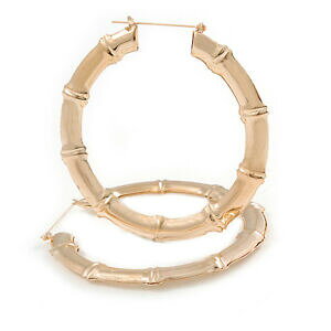 �y���������z�W���G���[�E�A�N�Z�T���[ �t�[�v�C�������O�S�[���h�g�[�����^��85mm grandi dimensioni in bambu orecchini a cerchio in metallo tono oro