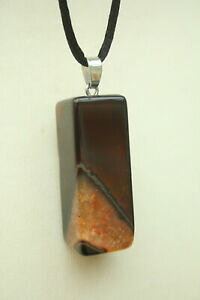 yzWG[EANZT[ ubNuEIWAQ[gWFlbNXVo[L[{Chy_gx[neromarrone, arancione agata gemma collana ciondolo cuboide argento bale mm