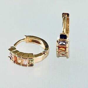 yzWG[EANZT[ X[[YS[h}`J[t[vCOWRpiccole rose gold gf orecchini a cerchio multicolore zirconi 17mm x 14mm x 4mm