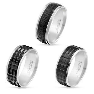 yzWG[EANZT[ X`[Oanello uomo donna in acciaio nero incisione di fidanzamento fedi nuziali
