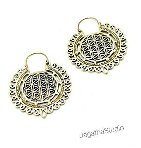 yzWG[EANZT[ WG[t[vCOetnico geometria sacra fiore della vita orecchini a cerchio tribali jewelry