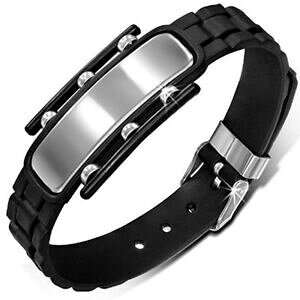 yzWG[EANZT[ xgYSX`[uXbgzense bracciale da uomo in gomma e acciaio con chiusura a cintura zb0172