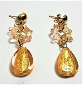 yzWG[EANZT[ COE[}wA[YS[h[i[mKXC^Aorecchini donna gea rosa oro antica murrina vetro murano made in italia v222