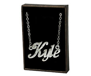yzWG[EANZT[ lbNXzCgS[hbLJX^Chcollana con nome kyle 18ct bianco oro placcatopersonalizzata custom made regali