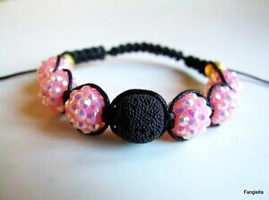 yzWG[EANZT[ uXbg}Nm[[Yhp[Abracelet macrame noir rose dore et perle centrale en lave naturelle