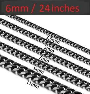 �y���������z�W���G���[�E�A�N�Z�T���[ �X�e�����X�����C���`�`�F�[���u���[�L�u���b�N�l�b�N���Xacciaio inossidabile uomini spessore 6mm 24 pollici catena frenare nero collana