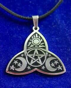 yzWG[EANZT[ P[XTX^[iy^OgPglbNXy_ggvmbgsun star luna pentagramma triquetra collana con pendente nodo tripla con astuccio re