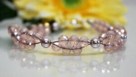 【送料無料】ジュエリー・アクセサリー ガラスシルバーダブルピンクパールブレスレットglass jewels argento xxl bracciale perle rosa estate a fila doppia lunghezza 23 cmga057