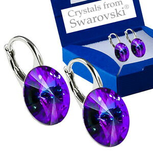 yzWG[EANZT[ Vo[X^[OCOwIg[vIWiXtXL[NX^R925 argento sterling orecchini * heliotrope * originale 12mm cristalli di swarovsk