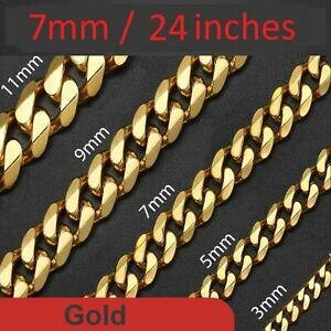 �y���������z�W���G���[�E�A�N�Z�T���[ �X�e�����X�����C���`�`�F�[���u���[�L�S�[���h�l�b�N���Xacciaio inossidabile uomini spessore 7mm 24 pollici catena frenare oro collana