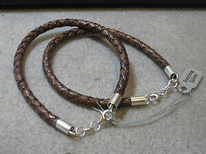 yzWG[EANZT[ AeB[NuECAU[[v}uXbgX^[OVo[antico intrecciato marrone in vera pelle corda uomo braccialetto 925 argento sterli