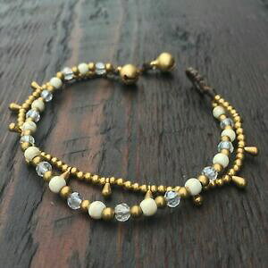 【送料無料】ジュエリー・アクセサリー ブラスオーペレビーズブレスレットティアズナチュラルin ottoneopere s bead bracciale con lacrime naturale e iridescente bianco