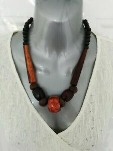 yzWG[EANZT[ Ebh{zlbNXuEA[eBvbgdichiarazione di legno perline etnico tribale boho collana marrone graduati arty trama grossa