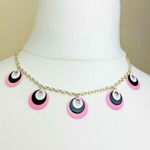 yzWG[EANZT[ WG[gzCg[YubNXe[gglbNXbigiotteria retro rosa bianco amp; nero a disco dichiarazione collana