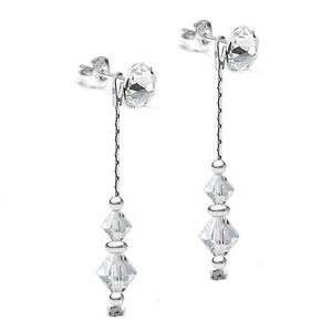 yzWG[EANZT[ Vo[X^[OCO_OONAIWiXtXL[NX^R925 argento sterling orecchini dangle lunga 2in1 chiaro originale cristall