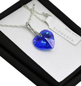 yzWG[EANZT[ XtXL[NX^Vo[lbNXTt@CAn[g925 argento collana fatta con cristalli swarovski * sapphire ab * cuore