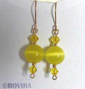 yzWG[EANZT[ LbcACNX^OXXtXL[S[hnhChCOCG[cats eye vetro cristallo swarovski 14k oro riempito handmade earringsgialloregalo