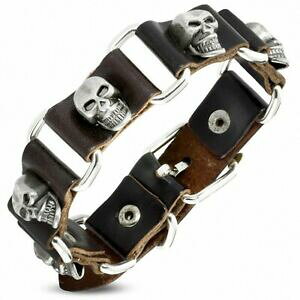 yzWG[EANZT[ uXbg^[AN[}F^ut@g[eehgAxbNu[NhZCbracelet motard en cuir marron veritable fantome tete de 