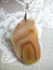yzWG[EANZT[ {ciAK^`F[y_gXCXbellissimo botswana agata druzy fetta ciondolo con catena gratis pamp;p c