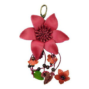 yzWG[EANZT[ `[nhobOlarge rossa in pelle fiore borsetta charm