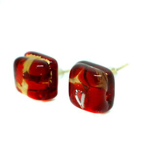 yzWG[EANZT[ ~tBI[S[h[mKXCOFlcBAXNGAp[corecchini di vetro di murano rosso e dorato millefiori fatte a mano venezia a perno qu