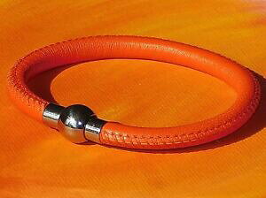 yzWG[EANZT[ CxCA[gU[^bZIWXeXX`[uXbgdonna 5mm in pelle nappa arancione amp; bracciale in acciaio inossidabile da lyme bay ar