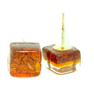 yzWG[EANZT[ IW[mKXS[hCOS[hFlcBAorecchini a perno di vetro di murano arancione, oro fatto a mano venezia