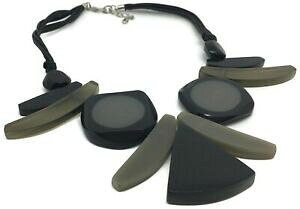 �y���������z�W���G���[�E�A�N�Z�T���[ ���g���l�b�N���X�u���b�N�O���[�t�@���L�[���b�N�V�F�C�v���U�[���[�v�l�b�N���Xcollana retro nero grigio funky look forme collana corda in pelle nuova parte