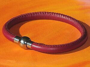 yzWG[EANZT[ CxCA[g~[g_[NbhibpXeXX`[uXbgdonna 5mm dark red nappa amp; bracciale in acciaio inossidabile da lyme bay arte