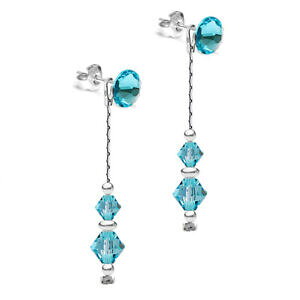 yzWG[EANZT[ Vo[X^[OCO_OCg^[RCYXtXL[NX^R925 argento sterling orecchini dangle * 2 in 1 * luce turchese cristalli swarovski