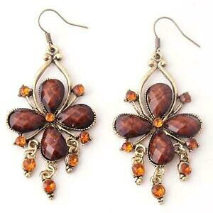 yzWG[EANZT[ COuGet[nMOXgXRX`[uGemQuEorecchini bueten fiori pendenti strass costume tipico buetenohrringe braun