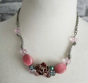 yzWG[EANZT[ t[lbNX`F[g[Vo[WG[y_gt[{zVbNfloreale collana catena tono argento bigiotteria ciondolo fiore boho chic