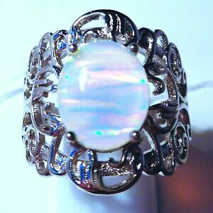 【送料無料】ジュエリー・アクセサリー シルバーメッキホワイトシェードオパールリンググリフェ** uk ** 925 argento placcato ombra bianco opale anello a griffe uk pus 8