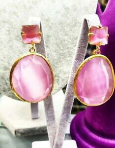 yzWG[EANZT[ sNLbcACS[hbLCOfatto a mano rosa cats eye gemstone orecchini placcato oro venditore uk