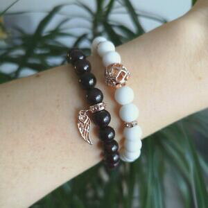 yzWG[EANZT[ bhK[lbgGWFEBO`[Xgb`uXbgr[Ynatural gemstone granato rosso, lala dangelo charm, perline braccialetto elastico stret