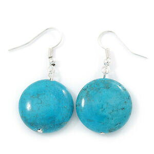 yzWG[EANZT[ ^[RCYCOy_gg[Vo[moneta forma turchese orecchini pendente tono argento 40mm l